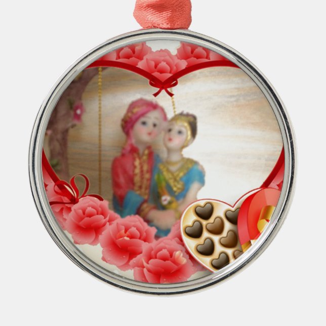 Romantic Love Heart Art Print Metal Tree Decoration (Front)