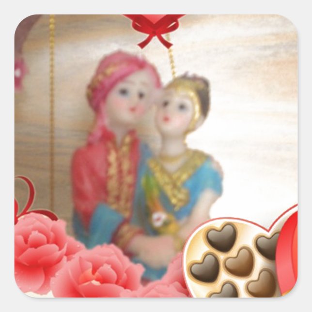 Romantic Love Heart Art Print Square Sticker (Front)