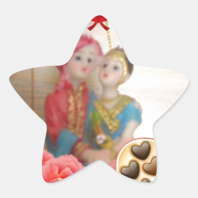 Romantic Love Heart Art Print Star Sticker (Front)