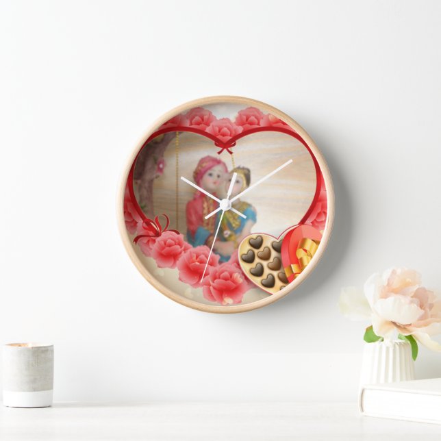 Romantic Love Heart Art Print Wall Clock (Home)
