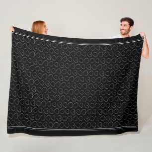 ROMANTIC LOVE HEART BLACK FLEECE BLANKET