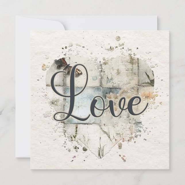 Romantic Love Heart Note Card  (Front)