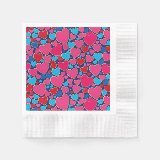 Romantic Love Heart Party Cute Valentine Decor Napkin (Front)