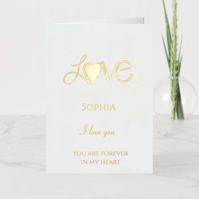 Romantic Love Heart Quote Foil Greeting Card (Front)