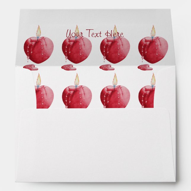 romantic love heart shaped candle wedding design envelope (Back (Bottom))