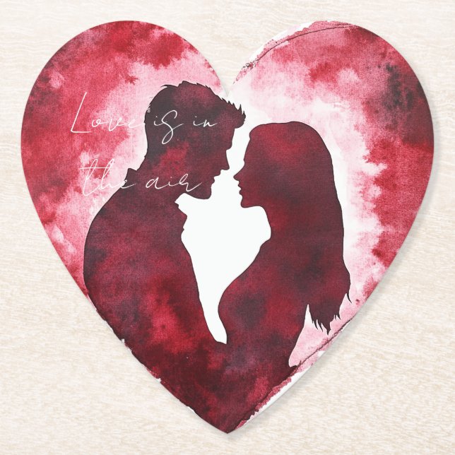 Romantic Love Heart Wedding Paper Coaster (Front)