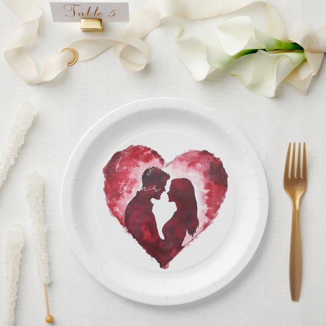 Romantic Love Heart Wedding Paper Plate (Wedding)