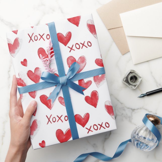 Romantic Love Heart XOXO Wedding  Wrapping Paper (Gifting)