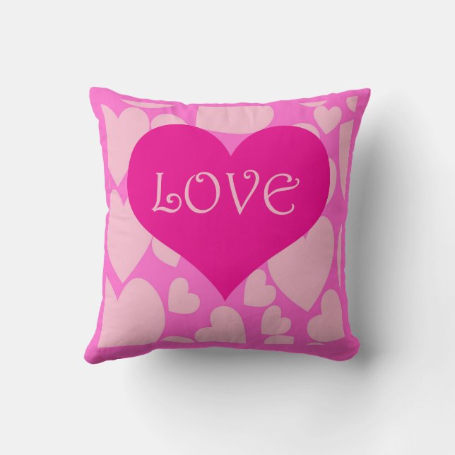 Romantic Love Hearts Throw Pillow (Back)