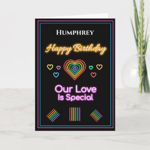 Romantic Love LGBT Rainbow Birthday Personalise Card