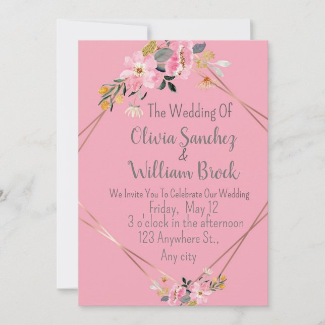 Romantic Love Magical Pink Wedding  Invitation (Front)