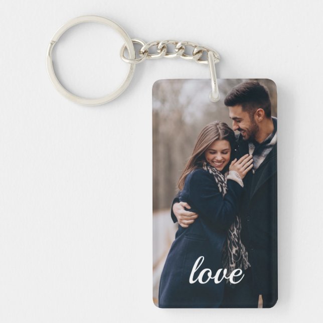 Romantic Love Message Date Personalised Photo Keyc Key Ring (Front)