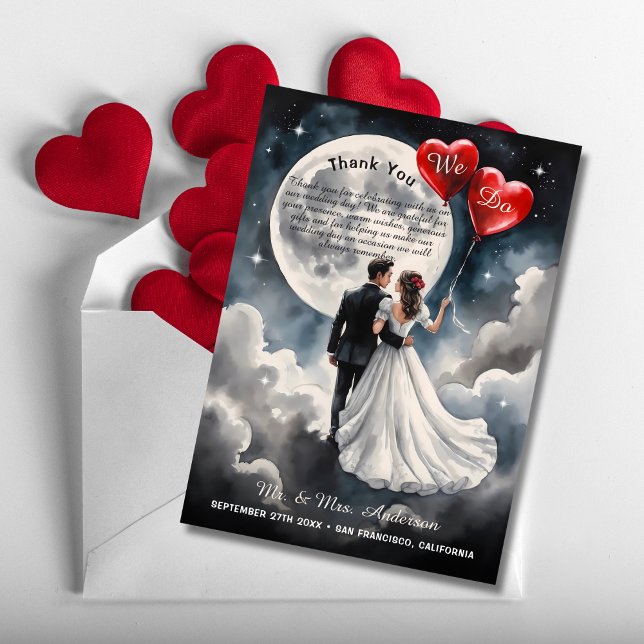 Romantic Love On Cloud Nine Fairytale Wedding Thank You Card (Creator Uploaded)
