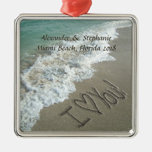 Romantic Love on the Beach Christmas Ornament (Front)