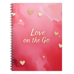 Romantic 'Love on the Go' Pink and Gold Heart Notebook