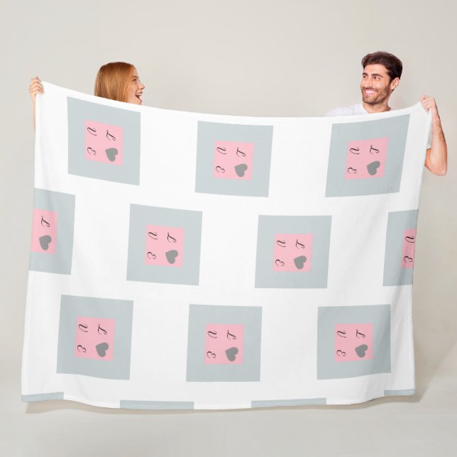  Romantic LOVE Pattern with Heart Symbol Fleece Blanket (In Situ)