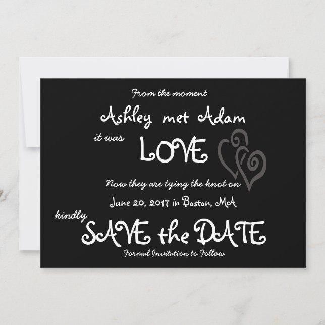 Romantic Love Photo Save the Date | Chalkboard (Front)