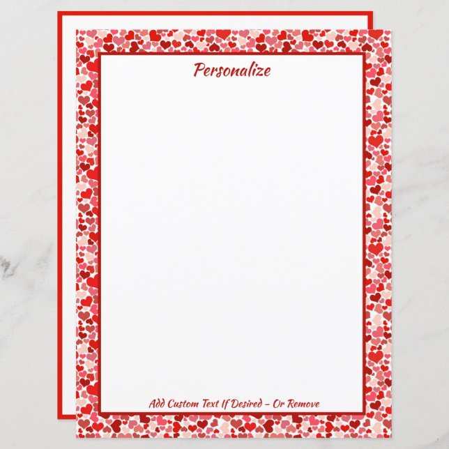 Romantic Love Pink Red Hearts Valentine Day (Front/Back)