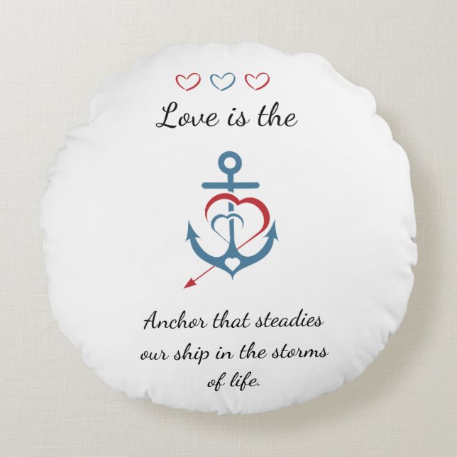 Romantic Love Poem Modern Valentine Cute  Round Cushion (Front)