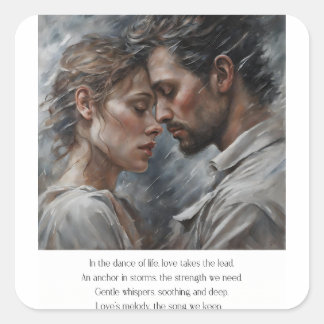 Romantic Love Poem Valentine Art Square Sticker
