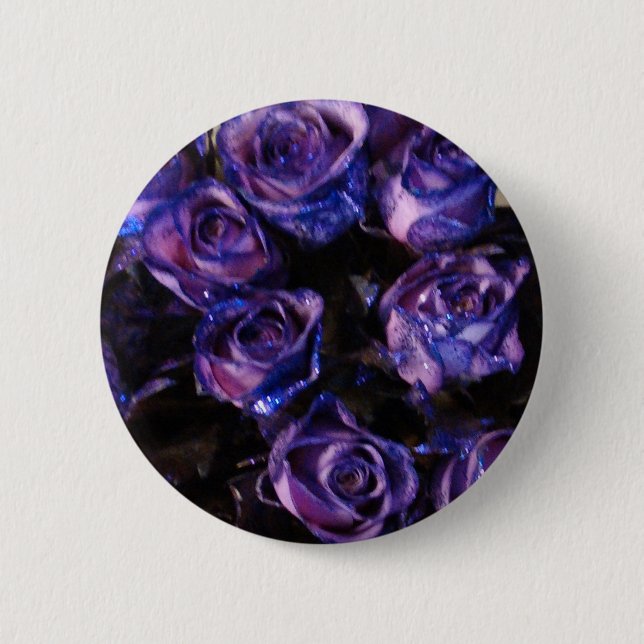 Romantic Love Purple Valentine Glitter Roses 6 Cm Round Badge (Front)