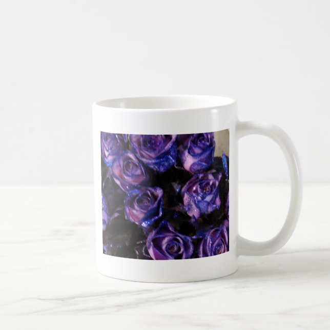 Romantic Love Purple Valentine Glitter Roses Coffee Mug (Right)