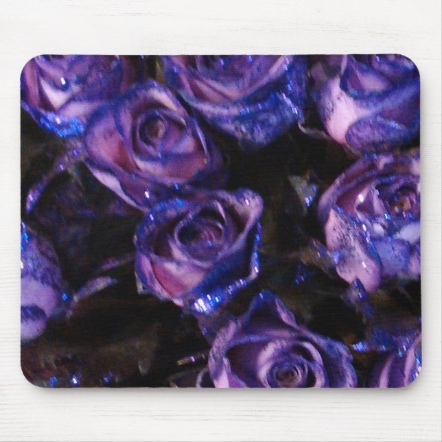 Romantic Love Purple Valentine Glitter Roses Mouse Mat (Front)