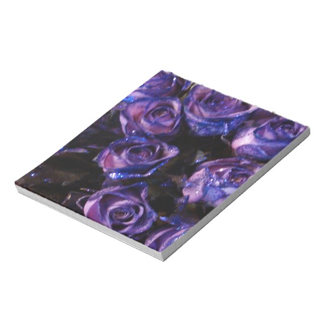 Romantic Love Purple Valentine Glitter Roses Notepad (Rotated)