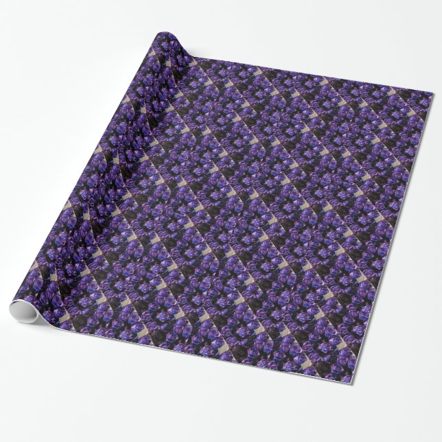 Romantic Love Purple Valentine Glitter Roses Wrapping Paper (Unrolled)