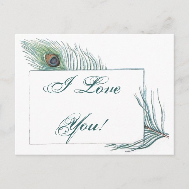 Romantic Love Quote Inspirational Peacock Postcard (Front)