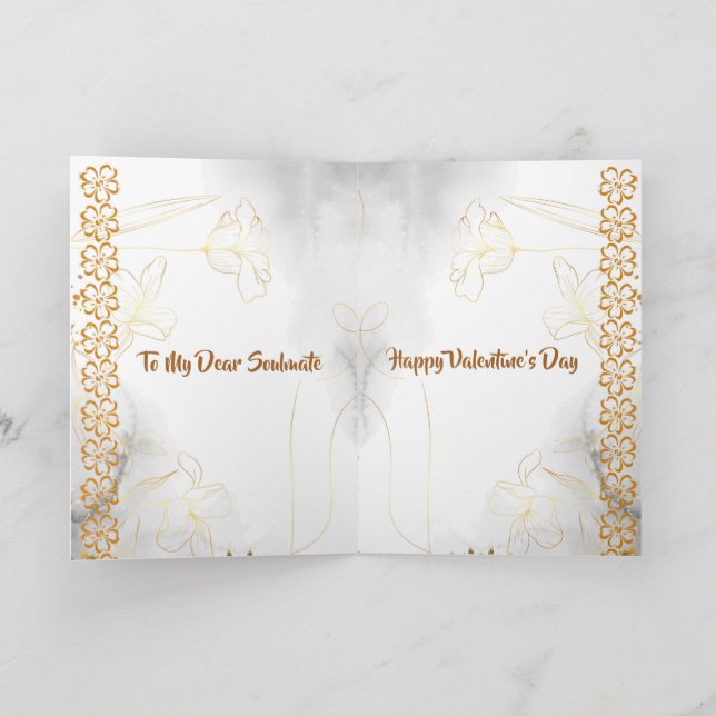 Romantic Love Quote Soulmate Floral Valentine   Holiday Card (Inside)
