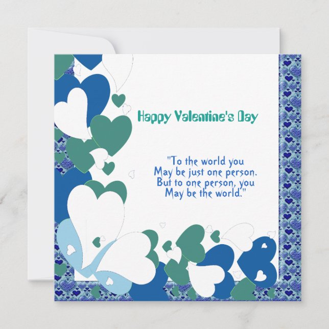 Romantic Love Quote Sweeping Heart Valentine Card  (Front)