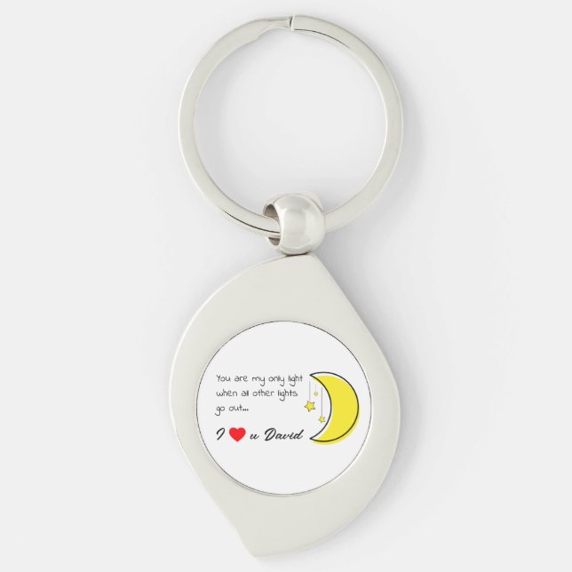 Romantic Love Quote with Moon Vector Art Key Ring (Front)