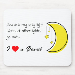 Romantic Love Quote with Moon Vector Art Mouse Mat