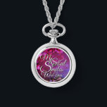 Romantic Love Quotes Silver Necklace Watches<br><div class="desc">Featuring the heartfelt Romantic love quote “my soul smiles with you”, this personalised watch necklace is designed to capture deep emotional connections. Perfect for Valentine’s Day and romantic occasions, this customised photo watch makes a meaningful gift for your partner, boyfriend, or girlfriend. Add a personal photo or message to transform...</div>