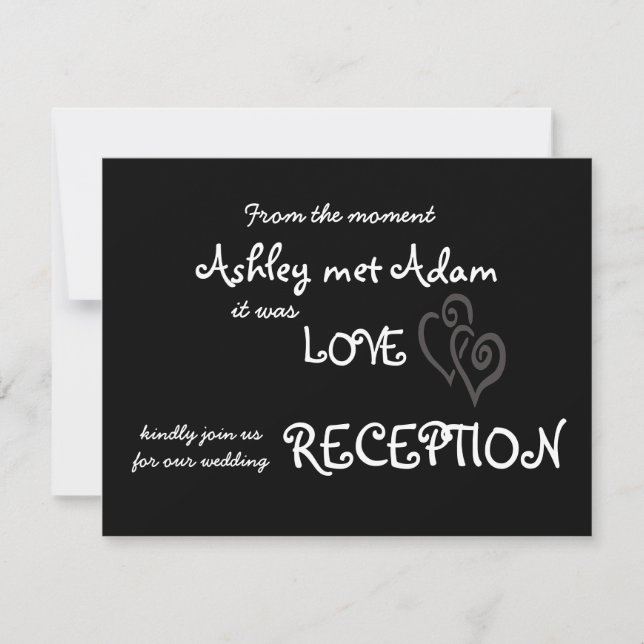 Romantic Love Reception Card | Black (Front)