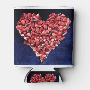 Romantic Love Rose Petal Red Heart Can Cooler