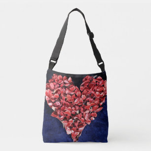 Romantic Love Rose Petal Red Heart Crossbody Bag