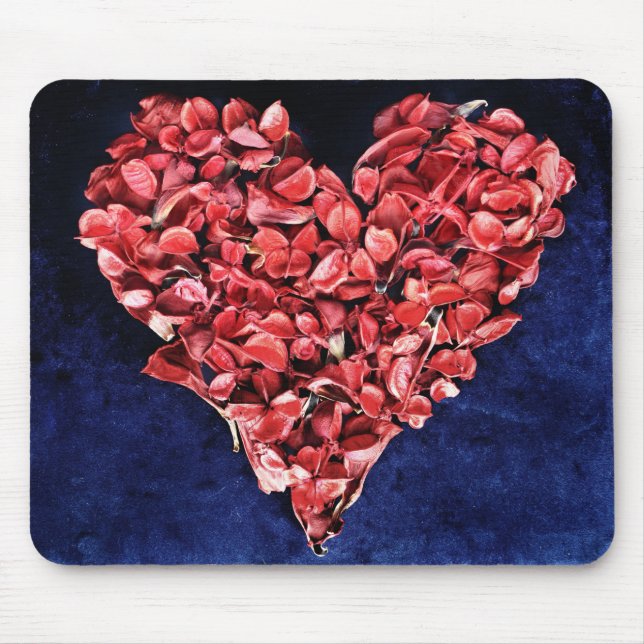 Romantic Love Rose Petal Red Heart Mouse Mat (Front)