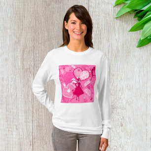 Romantic Love Silhouette Pattern Pink Hearts T-Shirt