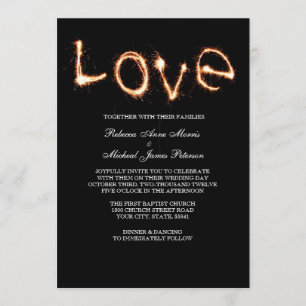 Romantic Love Sparklers Wedding Invitation