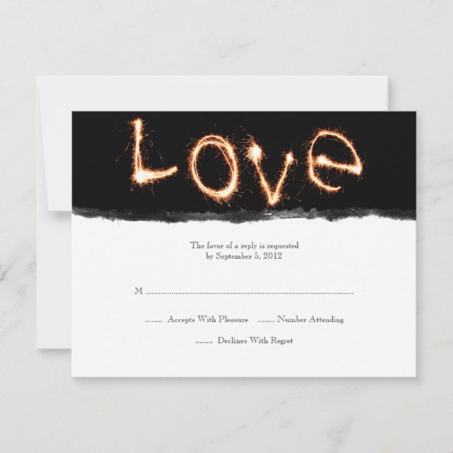 Romantic Love Sparklers Wedding RSVP Card (Front)