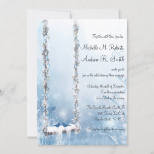 Romantic Love Swing Winter Wonderland Wedding Invitation