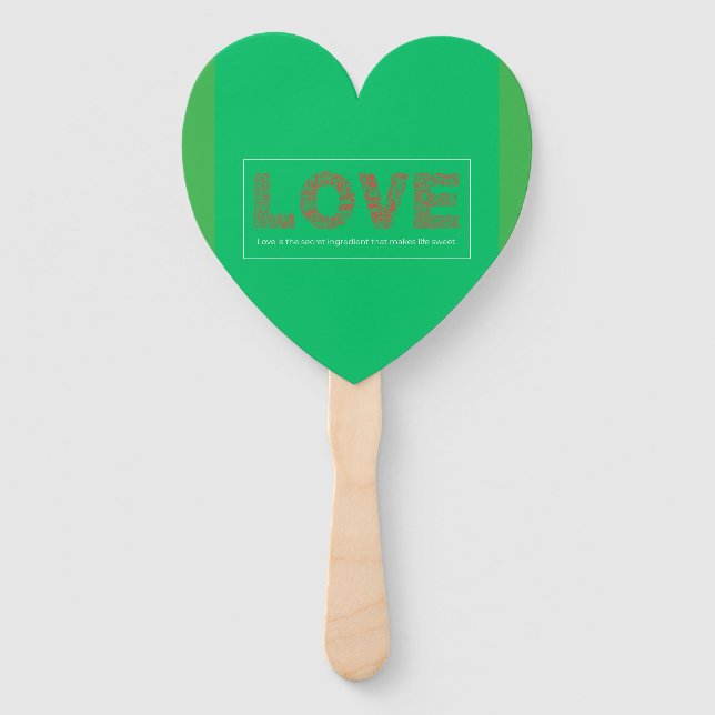 "Romantic Love Text Heart Hand Fan – Perfect Gift  (Front)