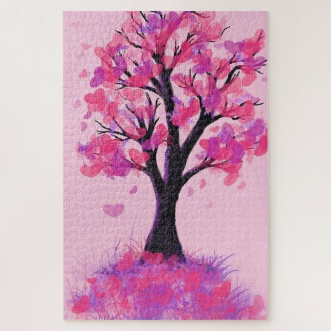 Romantic Love Tree - Drawing Art Collection - Jigsaw Puzzle (Vertical)