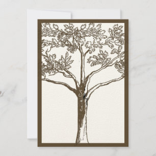 Romantic Love Tree Initials in Trunk Wedding Invitation