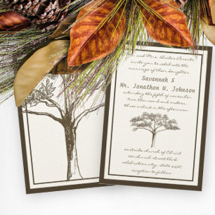 Romantic Love Tree Initials in Trunk Wedding Invitation
