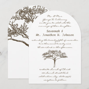 Romantic Love Tree Initials in Trunk Wedding Invitation