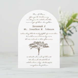 Romantic Love Tree Initials in Trunk Wedding Invitation