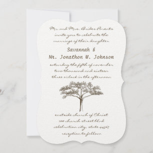 Romantic Love Tree Initials in Trunk Wedding Invitation